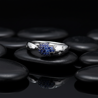 Snake Ring Blue Sapphire Ring in 14K White Gold