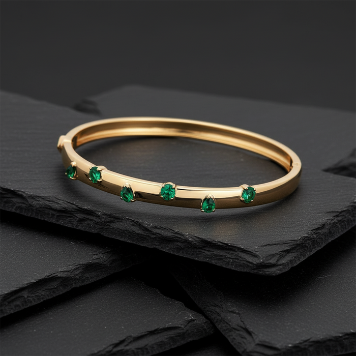 Diamond Devotion Beautiful Bangle Bracelet in 14K Yellow Gold