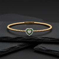 Blue Sapphire Diamond Bangle in 14K Yellow Gold