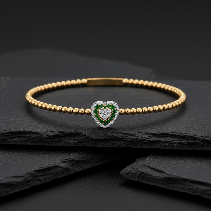 37 Diamond Blue Sapphire 14K (or 18k upon request) Yellow Gold Bangle Bracelet
