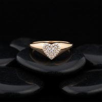 Heart Signet Diamonds Ring in 14K Yellow Gold