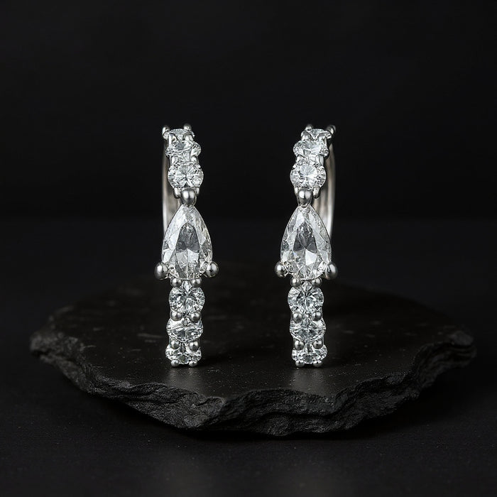 Ear Pear Shape Cuff Earrings in 14K White Gold
