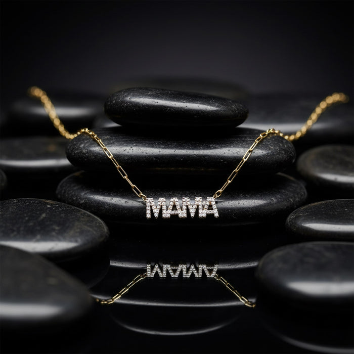 Diamond Mama Necklace in 14K Yellow Gold