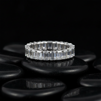 Eternity Band Emerald Cut Diamond Ring in 18K White Gold