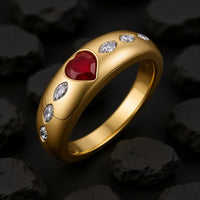 Ruby Heart 14K Marquise Diamond Band Ring