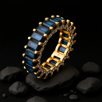 Emerald-Cut Royal Blue Sapphire Eternity Ring in 14K Yellow Gold