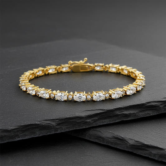 Oval Cut Diamond Tennis Bracelet in 14K Gold