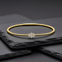 Diamond Hamsa Charm Beaded Bracelet in 14K Gold