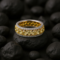 Canary 14K Yellow Gold Diamond Double Row Eternity Band Ring