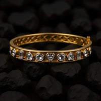 Multi Shape Diamond Bezel Set Bangle Bracelet in 14K Yellow Gold