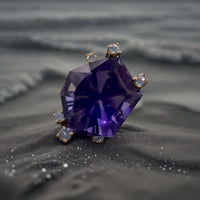 Royal Majesty Amethyst & Diamond Cocktail Ring in 18K Yellow Gold