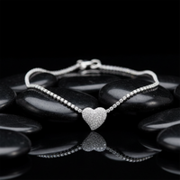 Diamond Heart Pave Necklace in 14K White Gold