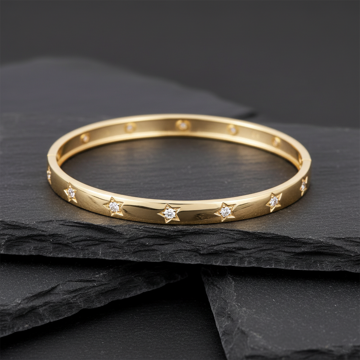Sapphire Perfect Diamond Bangle Bracelet in 14K Yellow Gold