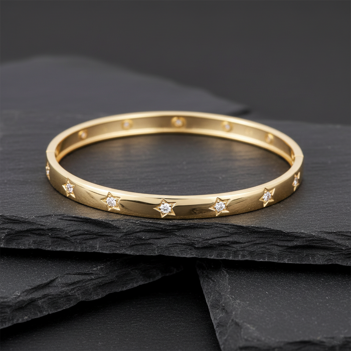 Sapphire Perfect Diamond Bangle Bracelet in 14K Yellow Gold