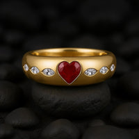Ruby Heart 14K Marquise Diamond Band Ring