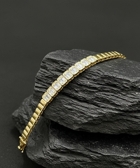 Emerald Cut Diamond Bezel Tennis Bracelet in 14K Gold