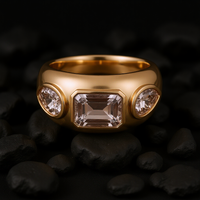 Tri-Stone Morganite Statement Ring in 14K Rose Gold