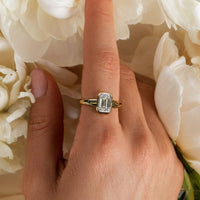 Emerald-Cut Bezel Set Solitaire Ring in 18k