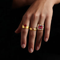 Ruby Heart 14K Marquise Diamond Band Ring