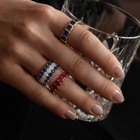 Oval Ruby Eternity Band Ring in 14K Yellow Gold