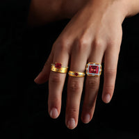 Emerald-Cut Pink Tourmaline Diamond Ring in 14K Yellow Gold