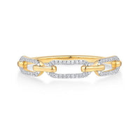 Diamond Pave Link Chain Ring in 14K Yellow Gold