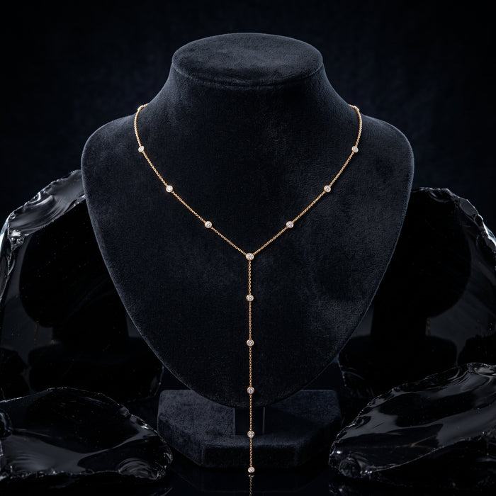 Diamond Flow Lariat Necklace in 14K Yellow Gold