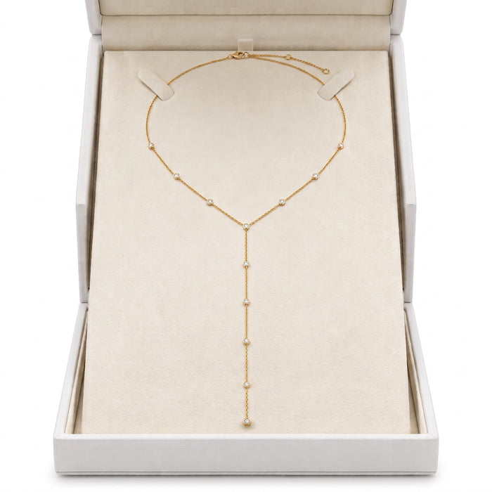 Diamond Flow Lariat Necklace in 14K Yellow Gold