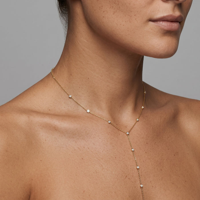 Diamond Flow Lariat Necklace in 14K Yellow Gold