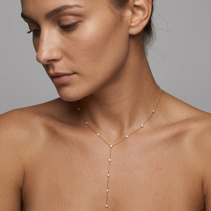 Diamond Flow Lariat Necklace in 14K Yellow Gold