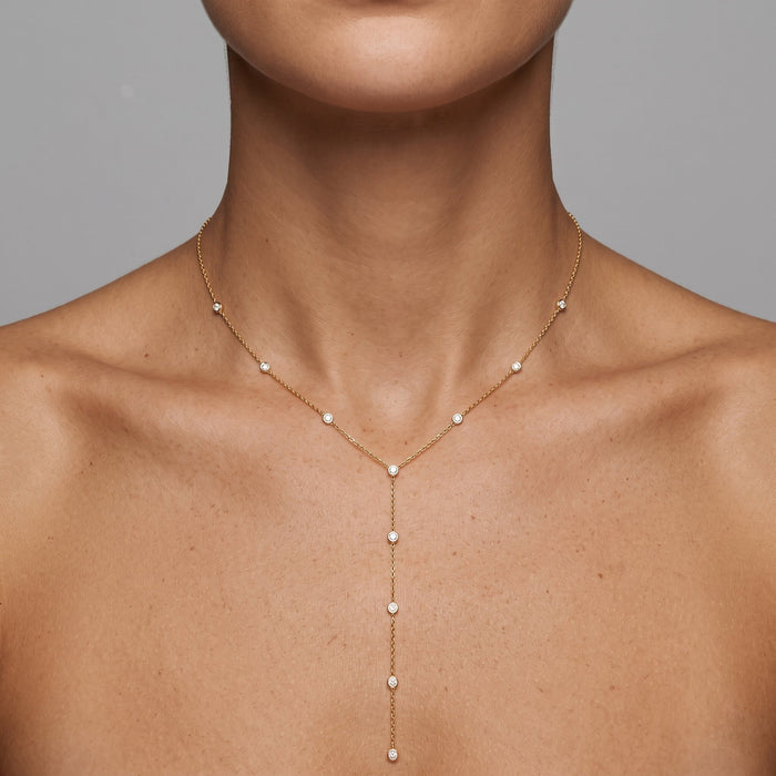 Diamond Flow Lariat Necklace in 14K Yellow Gold