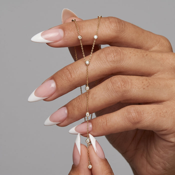 Diamond Flow Lariat Necklace in 14K Yellow Gold