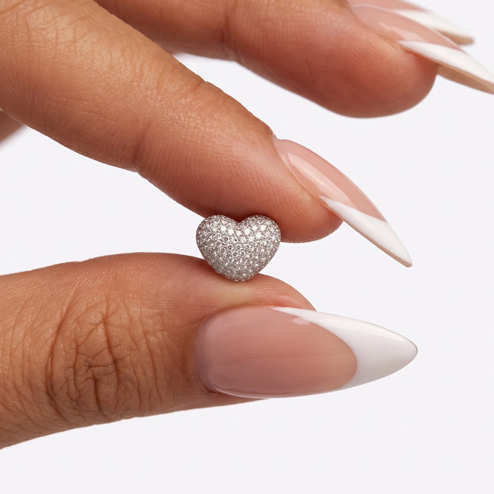 Diamond Heart Shape Stud Earrings in 14K Gold
