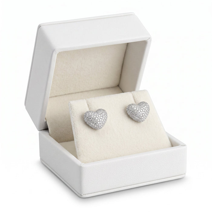 Diamond Heart Shape Stud Earrings in 14K Gold