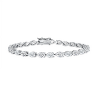 Pear Shaped Diamond Tennis Bracelet in 18K White Gold