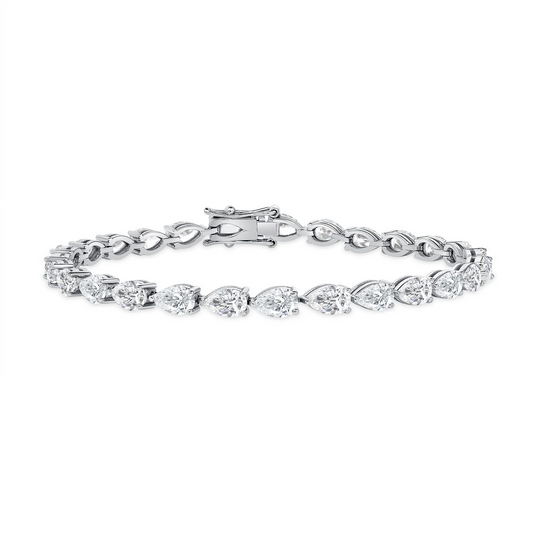 Pear Shaped Diamond Tennis Bracelet in 18K White Gold