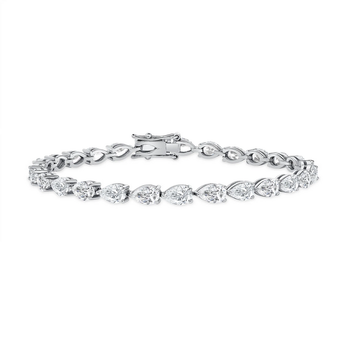 Pear Shaped Diamond Tennis Bracelet in 18K White Gold