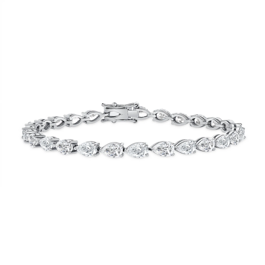 Pear Shaped Diamond Tennis Bracelet in 18K White Gold