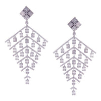 Round Diamonds Chandelier Earrings in 18K White Gold