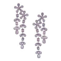 Round Diamonds Star Baguette Earrings in 18K White Gold