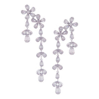 Round Baguette Round Diamond Earrings in 18K White Gold