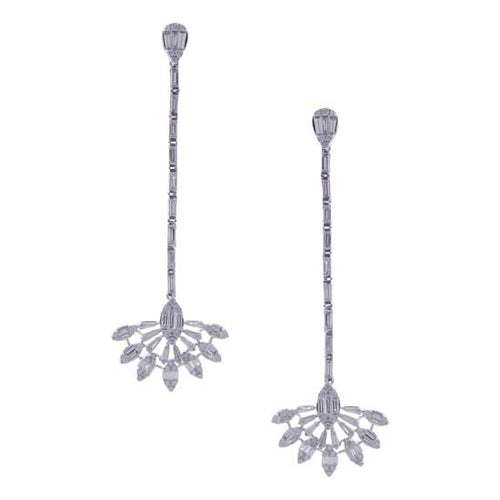 76 Round Baguette Diamonds 18K White Gold Earrings