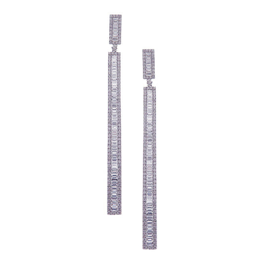 Baguette Diamond Drop 238 Diamonds Earrings in 18K White Gold