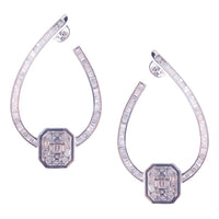 Octagon Teardrop Diamond Hoop Earrings in 18K Yellow Gold