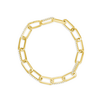 Paperclip Diamond Crafted Link Bracelet in 14K Gold