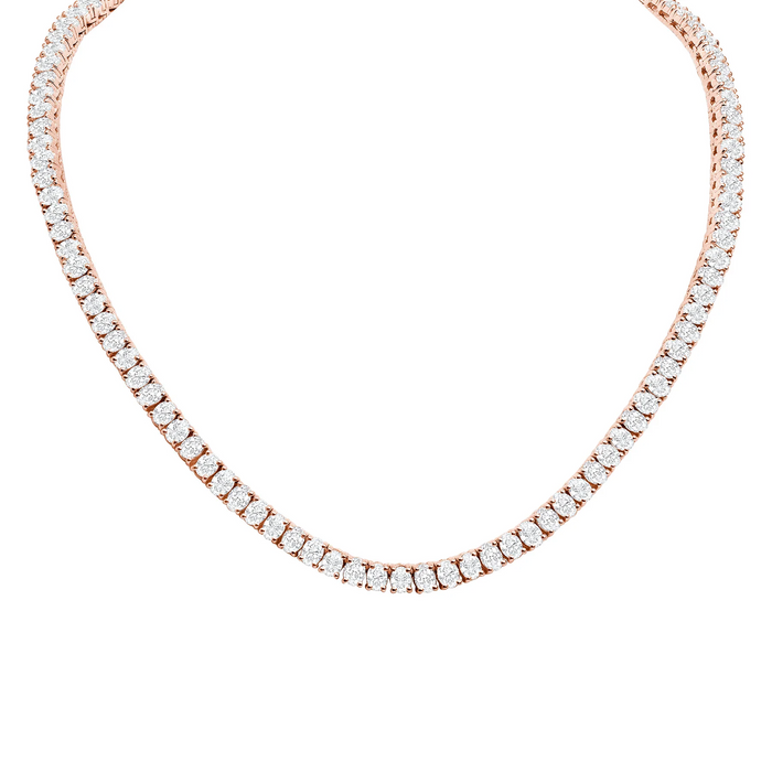 Diamond Round Cut Tennis Necklace in 18K Gold