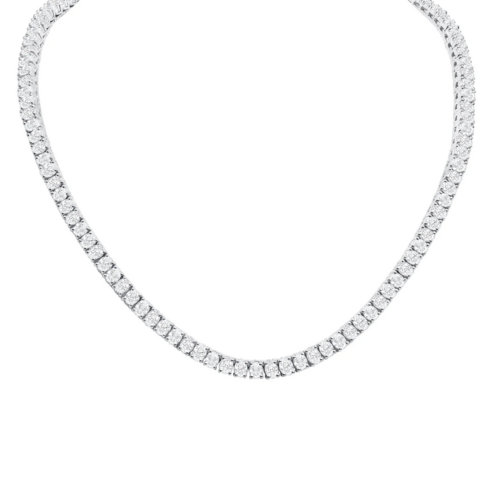 Diamond Round Cut Tennis Necklace in 18K Gold