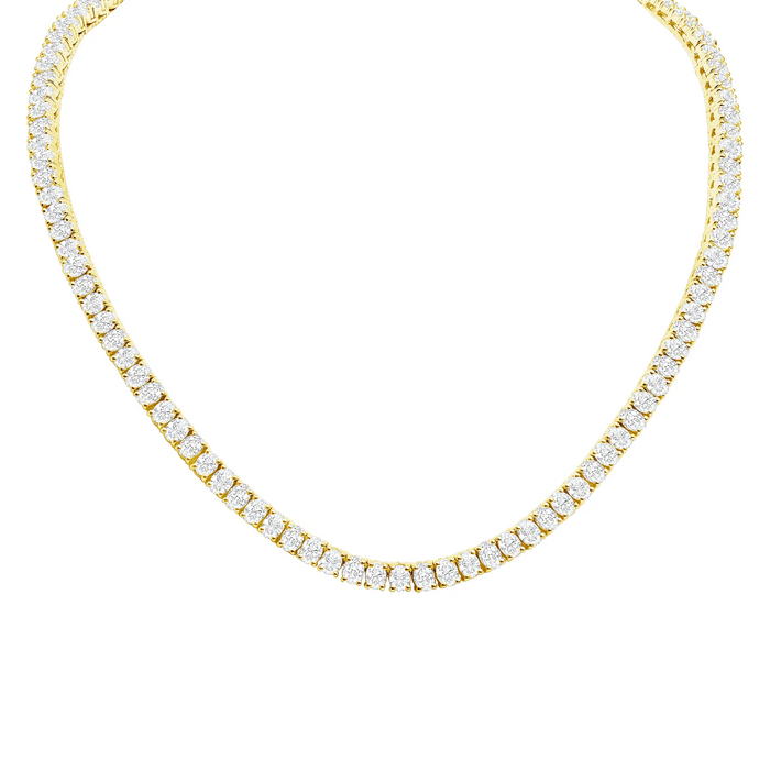 Diamond Round Cut Tennis Necklace in 18K Gold
