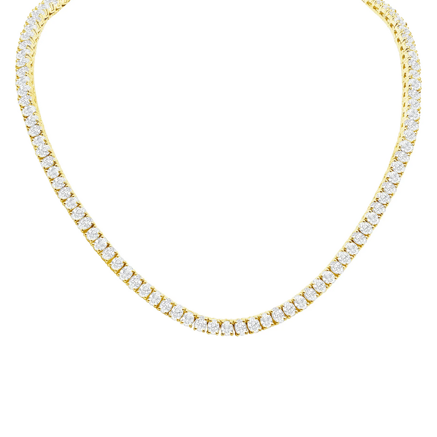 Diamond Round Cut Tennis Necklace in 18K Gold