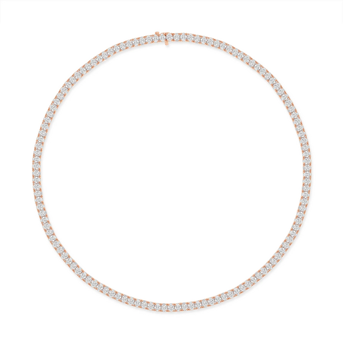 Diamond Round Cut Tennis Necklace in 18K Gold